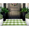 Green and White Front Porch Rug 2'X4.3'Buffalo Plaid Checked Outdoor