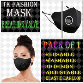 TK Fashion MASK WASHABLE & REUSABLE FACE MASK WHIT BREATHING VALVE 3D BLACK FASHION MASK - 1PCS 3D VALVE MASK