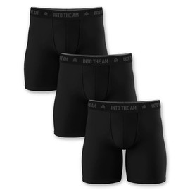INTO THE AM Men's Modal Boxer Briefs 3 Pack - Ultra-Soft Compression Athletic Stretchy Sports Underwear Shorts (Black/Black/Black, Small)