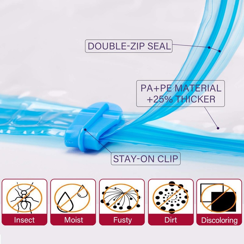 Vacuum Storage Bags (Small 6 Pack), Double-Zip Seal and Leak