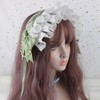 Yjcnelcr Cosplay Hair Accessories,Maid Headband with Bowknot,Lace Pearl Hairband Ruffled