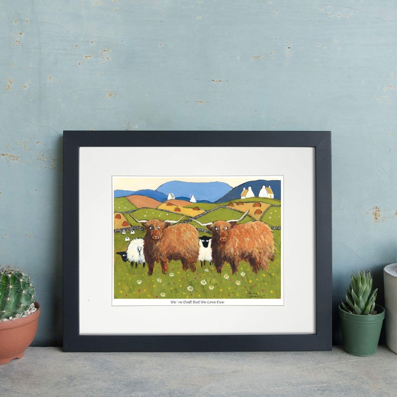 'We're Daft But We Love Ewe' Mounted Print by Thomas