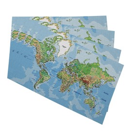 Y YIHANGBEST World Map Travel Dining Table Placemats Physical Labeling Vintage Cloth Linen Wipeable Placemats Table Pads Indoor Table Protectors Non Slip,Set of 4 12 * 18 Inch