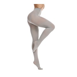 Frola Women's 80 Denier Soft Semi Opaque Solid Color Footed Pantyhose Tights(Large-X-Large,Gray