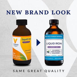 The Vitamin Shoppe Liquid Iron, BlackBerry Vanilla Flavored, Easily Absorbed, Non Constipating, Energy Production Immune Support (8 Fluid Ounces Liquid)