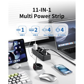 8-Way Power Strip with Surge Protection and 2 m Cable