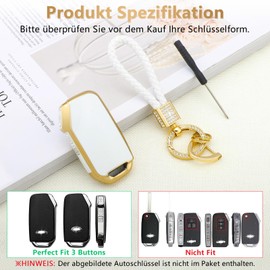 BLINGOOSE Car Key Case for Kia 3 Buttons with Glitter Key Fob Car Key Shell Protection for Kia Ceed Sportage Sorento 4 Proceed Niro Stinger R K5 GT Soul Forte Optima Seltos TPU, White gold