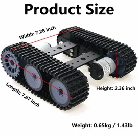 Premium Robot Tracked Car Chassis Starter Kits, MiniTP100 Metal Smart Tank Robot Chassis Control Learning Kit with 2pcs Tracks for Arduino RaspberryPie MicroBit DIY Science Education Experiment, Black