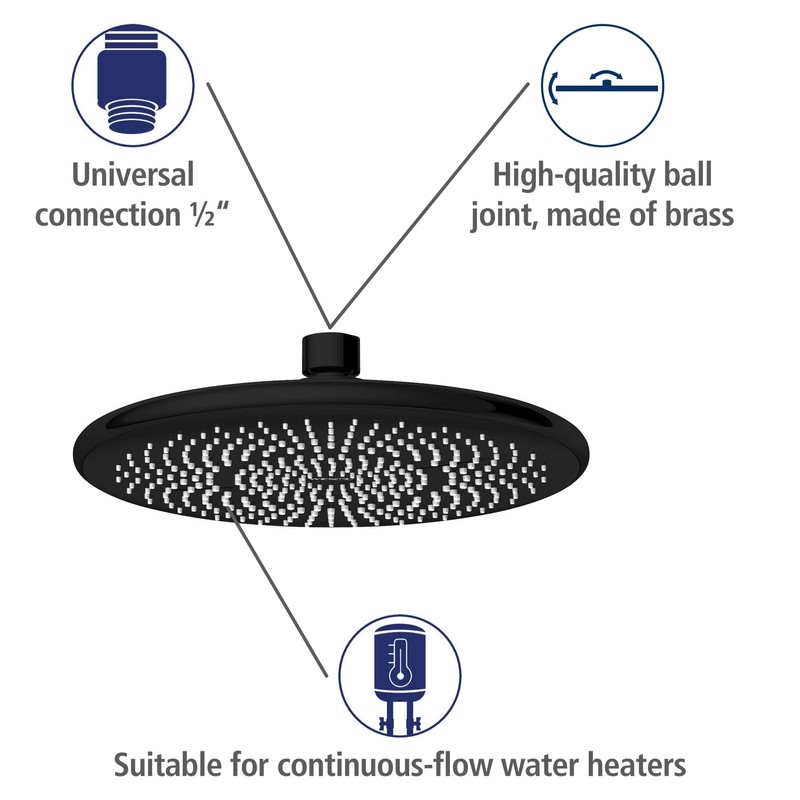 WENKO Water-Saving Rain Shower Head, Water-Saving Universal Shower Head with