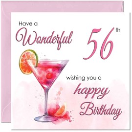 56th Birthday Card for Women - Ladies Elegant Birthday Cards for 56 year old woman fifty six, fifty sixth Mum Sister Grandma Aunt Niece Nanny for her Mother Wife Girlfriend