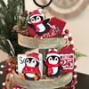 COCHIE Cute Winter Penguin Tiered Tray Decorations Indoor, Wooden Christmas