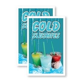 Cold Slushies (2-Pack) 24 Inch x 36 Inch Vinyl Decals | Sign Insert Peel & Stick Decals Stickers Window Signs | Refreshing Beverages, Summer Favorites, Food Stalls | Made in USA