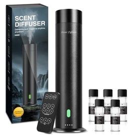 Waterless Scent Diffuser Starter Kit - 1000 Sq Ft Coverage, Hotel Scent Diffuser, Essential Oil Diffuser Large Room, Included 5 Scent Oils, Remote Control, Black, 11.30In