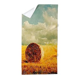 CafePress Watercolor Hay Bale Farm 30"x60" Absorbent Cotton Back, Soft Beach, Pool Towel