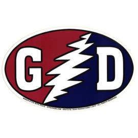 Grateful Dead "GD" with Lightening Bolt - Bumper Sticker/Decal (5.5" X 3.5")