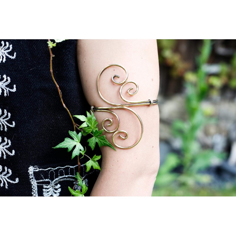 Windalf Linya Upper Bangle Double Spiral Celtic Jewellery High-Quality Bronze,