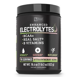 Enhanced Electrolyte Powder (Strawberry Kiwi | 90ct.) Sugar Free + BCAA, B-Vitamins & Real Salt® Keto Electrolytes Drinks, Hydration Powder