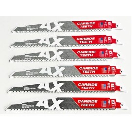 Milwaukee 6 MILWAUKEE AX 9" CARBIDE SAWZALL BLADES 5TPI WOOD/NAILS RECIPROCATING SAW #5226
