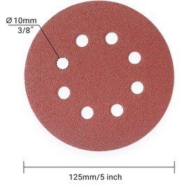 YoiYee 60 Grit Sanding Discs Pads, 8 Holes, 125mm/5-inch Hook and Loop Quick Change Sandpaper Sheet for Random Orbital Sander, 20 Pack