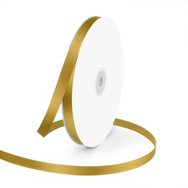 3/8" Wide x 100 Yards Single Face Polyester Satin Ribbon, Satin Ribbon for Crafts, Gift, Hair Bows, Wedding Party Decoration, Bow Making & Other Projects (Golden)