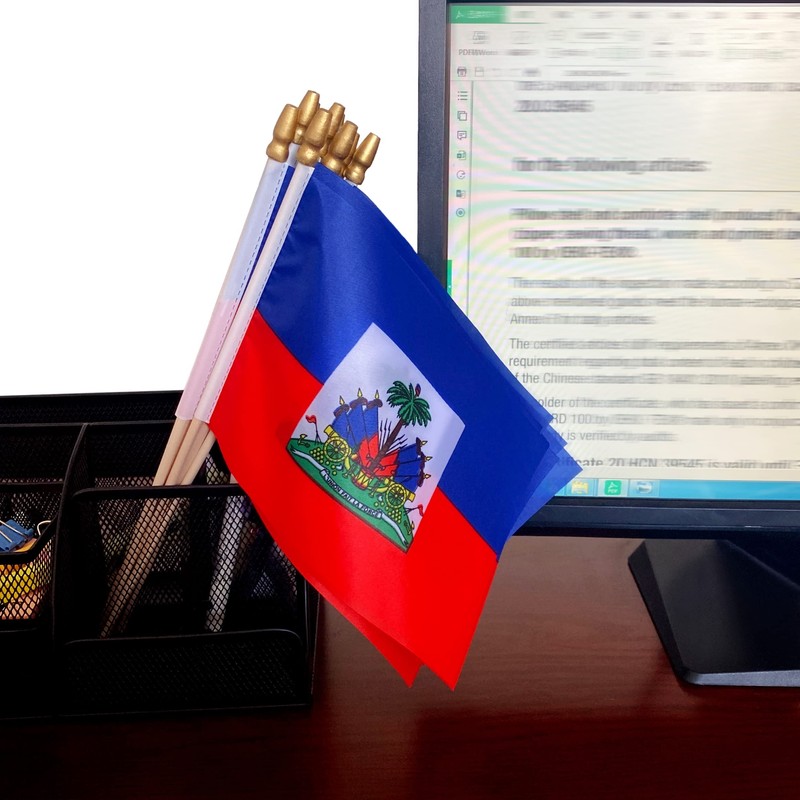 TSMD Haiti Stick Flag Haitian Small Mini Hand Held Flags,5x8