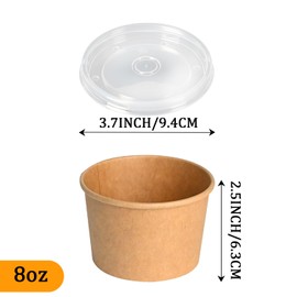 Disposable Paper Soup Bowls with Lids, 8 OZ, 75 Pack