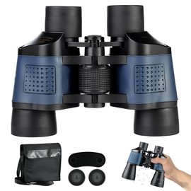 Binoculares Telescopio de Alta Resolución 80x80 Plegables - con Coordenadas, Prismáticos Profesionales de Alta Definición, Impermeable, Alcance Visible hasta 3000 Metros, Estuche de Transporte (Azul)