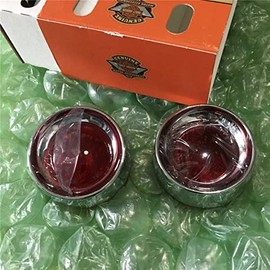 Bullet Turn Signal Trim Ring Kit w/Red Lens Compatible For Harley CVO Metal Chrome