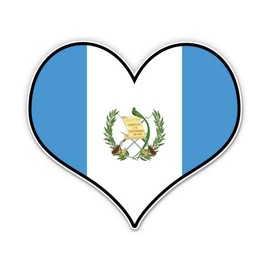 Squiddy Guatemala Heart Flag - Vinyl Sticker for Car, Laptop, Notebook (5" Wide)