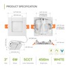 ASD 6 Pack LED Square Recessed Lighting 3 Inch, 5