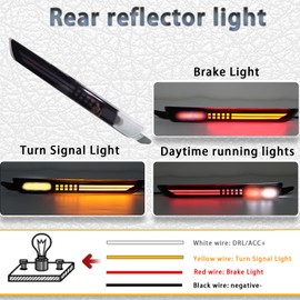 PGTOPONE Smoked LED Rear Bumper Reflectors Fog Brake Tail Light Sequential Turn Signal Lamps Accessories Compatible with Mazda CX30 CX-30 2020 2021 2022 2023