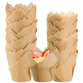 BTSD-home Pack of 200 Cupcake Cases Tulip Muffin Cases Paper for Baking Party Holidays Homemade Cupcakes and Bakery (Natural Colour 7.87 x 5.08 x 8.13 cm)