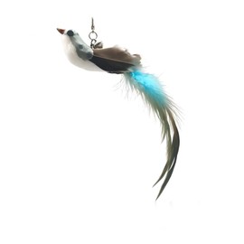 CUTIE PAW PAL Deluxe Bird Replacement Heads for Cat Toys - Set of 5 - Realistic Feather Designs Including Blue Floral, Two-Tone, Traditional, Black & White, Green Hummingbird - Easy Clip-On