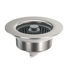 PCVANLEY 1 Pcs Stainless Steel 3 in 1 Kitchen Sink Plug with Basket, Depth > 22mm Pop Up Kitchen Anti-Clogging Sink Strainer