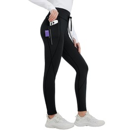 baleaf Fleece Lined Leggings for Women with Pockets Waterproof High Waisted Warm Thermal Leggings for Cold Weather Winter Snow Pants Black S