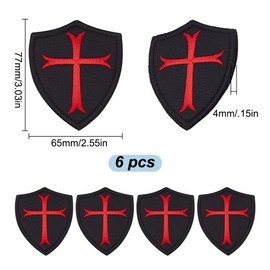 HOBBIESAY 6Pcs Knights Templar Cross Patches Christian Patches Embroidered Patch Hook and Loop Patches for Caps Bags Backpacks Clothes Vest Military