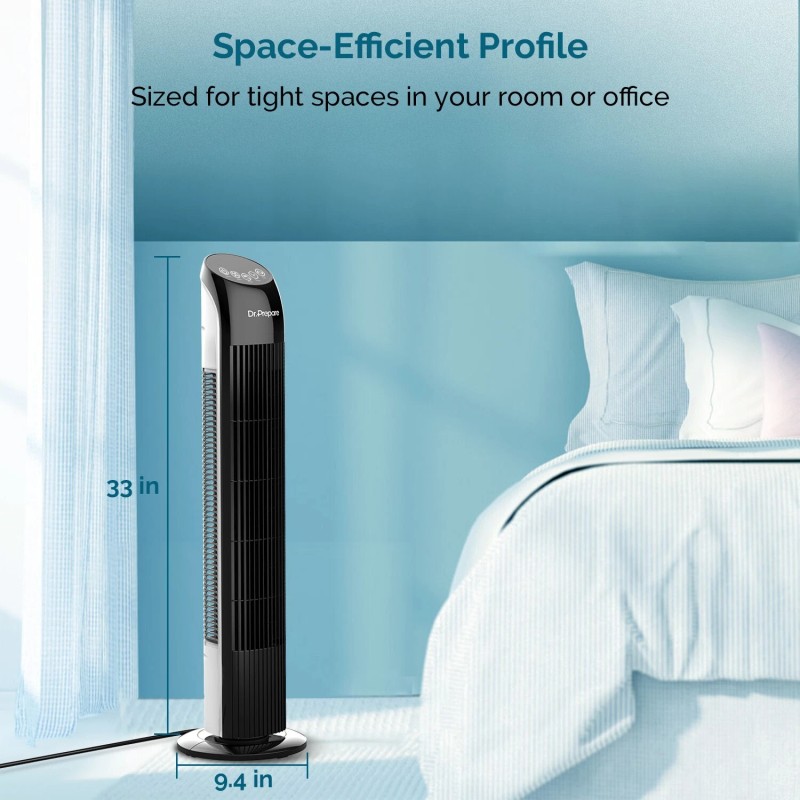 Dr. Prepare 33" Oscillating Tower Fan with 3 Speeds