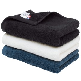 Bloom Imabari Towel, Certified Face Towels, 3 Pieces, Assorted Set, Leon, Hotel Specifications, Sun Hawkin Cotton, Thick, Water Absorbent, Made in Japan, 100% Cotton (Night)