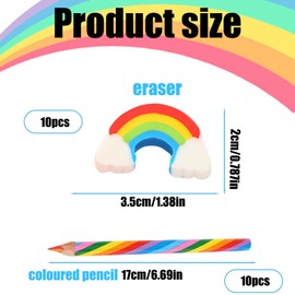 YceLon Pack of 20 Rainbow Gift Set, 10 4-in-1 Rainbow Pens and 10 Rainbow Erasers, Rainbow Party Bags for Children's Birthday, School and Creativity