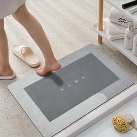 Absorbent Bath Mat 18" X 28", Quick Dry Magic Bathroom Floor Mat, Bath Mats for Bathroom Non Slip, For Bathtub, Bedroom, Kitchen, Toilet, Door, Washing Table(Rectangular Light Gray, 18" x 28")