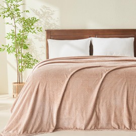 NEWCOSPLAY Super Soft King Blanket Taupe Premium Silky Flannel Fleece Leaves Pattern Lightweight Bed Blanket All Season Use (Taupe, King(90"x110"))