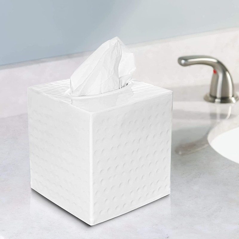 Monarch Abode Tissue Box Cover, Hand Hammered, Metal, Square Tissue