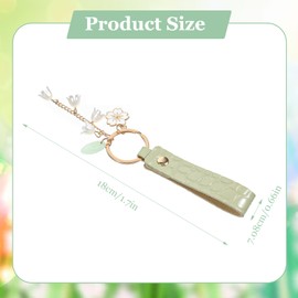 HJZHII Lily of the Valley Flower Key Chain, Flower Leather Key Chains Lily of the Valley Flowers Leaf Charms Green Floral Keychain Floral Tassel Keyring for Women Girls Car Keys Bag Purse Backpack