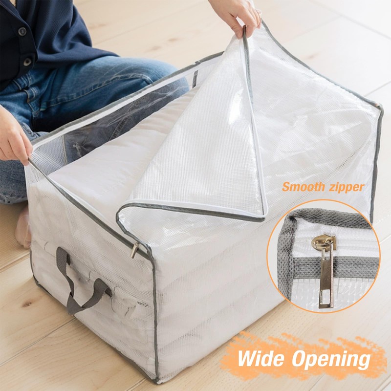 80L Clothes Storage Bags, 4 Pack Large Clear Capacity Clothes