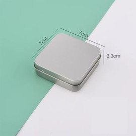 6PCS Square Metal Empty Tins,Metal Empty Hinged Tins Containers For Home Storage Organizer,Tin Boxes with Lids,7cm*7cm*2.3cm,Sliver