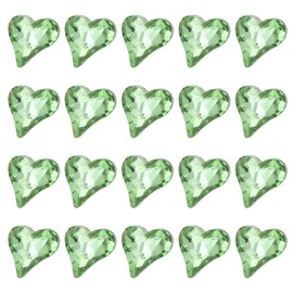 MECCANIXITY 20 Pcs 3D Heart Light Green Nail Rhinestones 12x13mm K9 Glass Crystal Rhinestones Pointed Back Crooked Heart Gems for Nail Charm Art DIY Decoration Craft