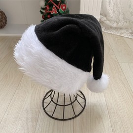 Ankelesz Black Santa Hat for Kids Christmas Hats, Plush Xmas Party Hat Santa Claus Hat, Velvet Classic Fur Santa Outfit