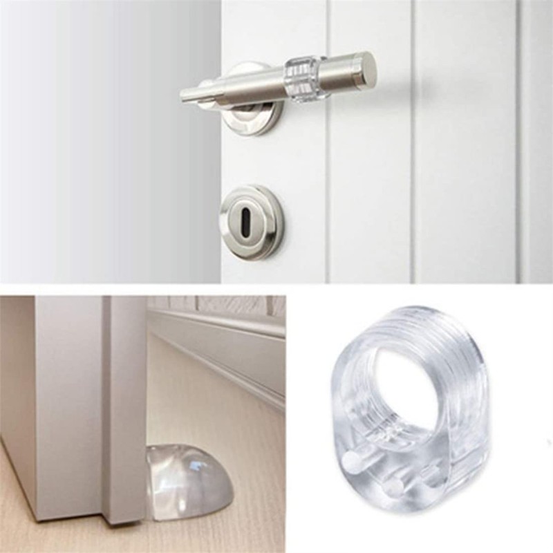 3pcs Door Stopper Transparent Silica Gel Door Handle Buffer Wall