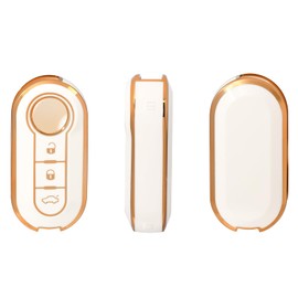 OFFCURVE Car Key Case, Key Cover, Car Key Protective Case with Key Fob for Fiat 500 Lancia Punto Panda Ypsilon Delta Grande Bravo Musa