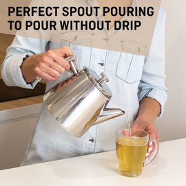 Stainless Steel teapot with Infuser 500 ml – Keeps Heat Thanks to its Double Walled Design